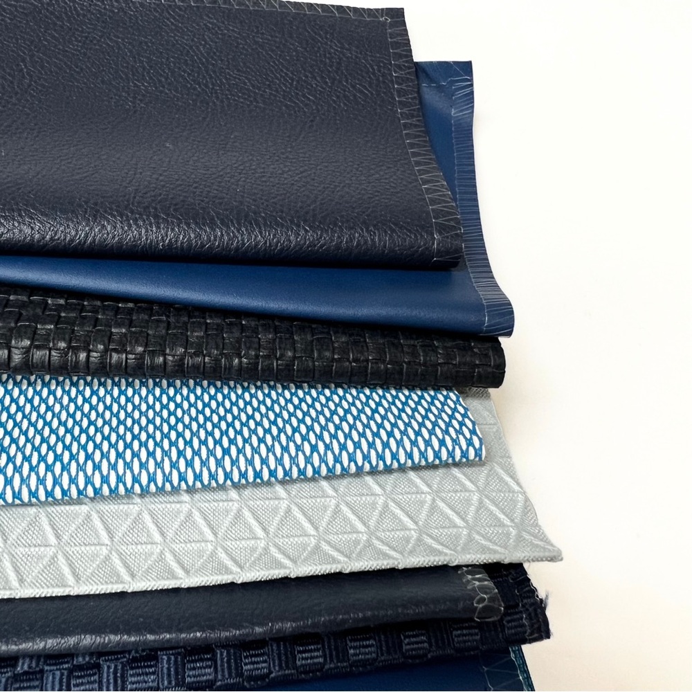 20 Designer Blue Faux Leather Fabric Swatches Quilting Crafts Sewing Upholstery - Picture 3 of 6